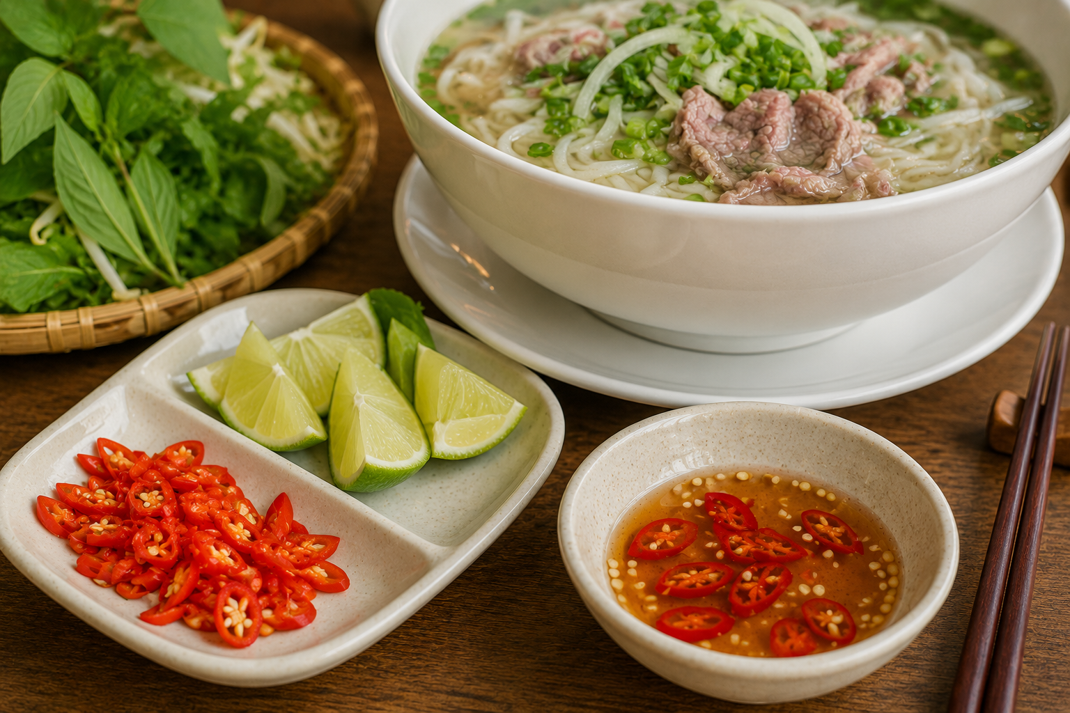 Fresh chili served with Vietnamese pho