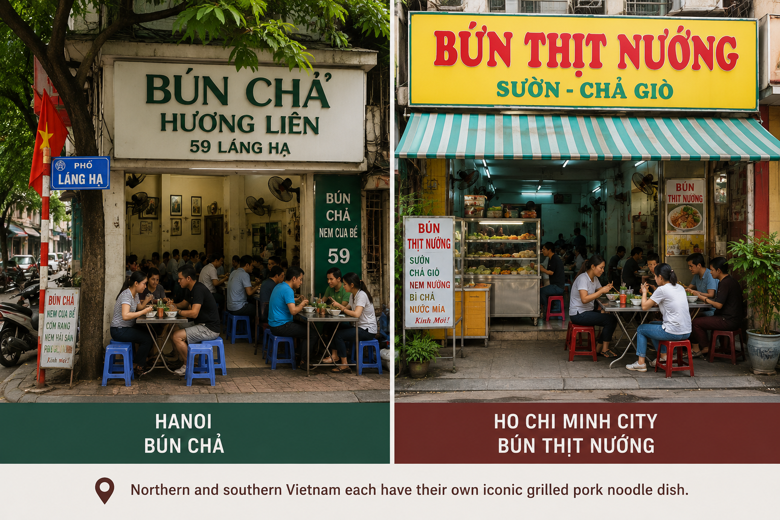 Traditional Bún Chả and Bún Thịt Nướng restaurants