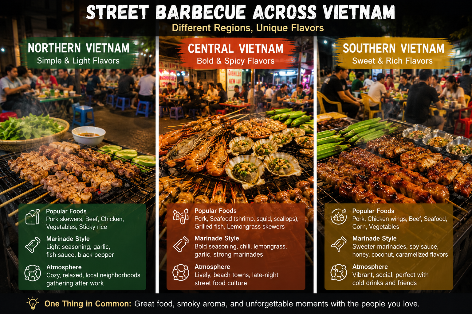 Regional styles of Vietnam street barbecue