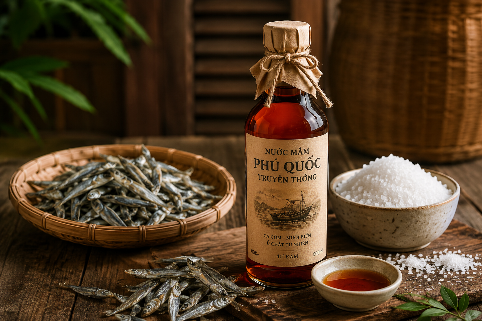 Traditional Vietnamese fish sauce made from fermented anchovies and sea salt