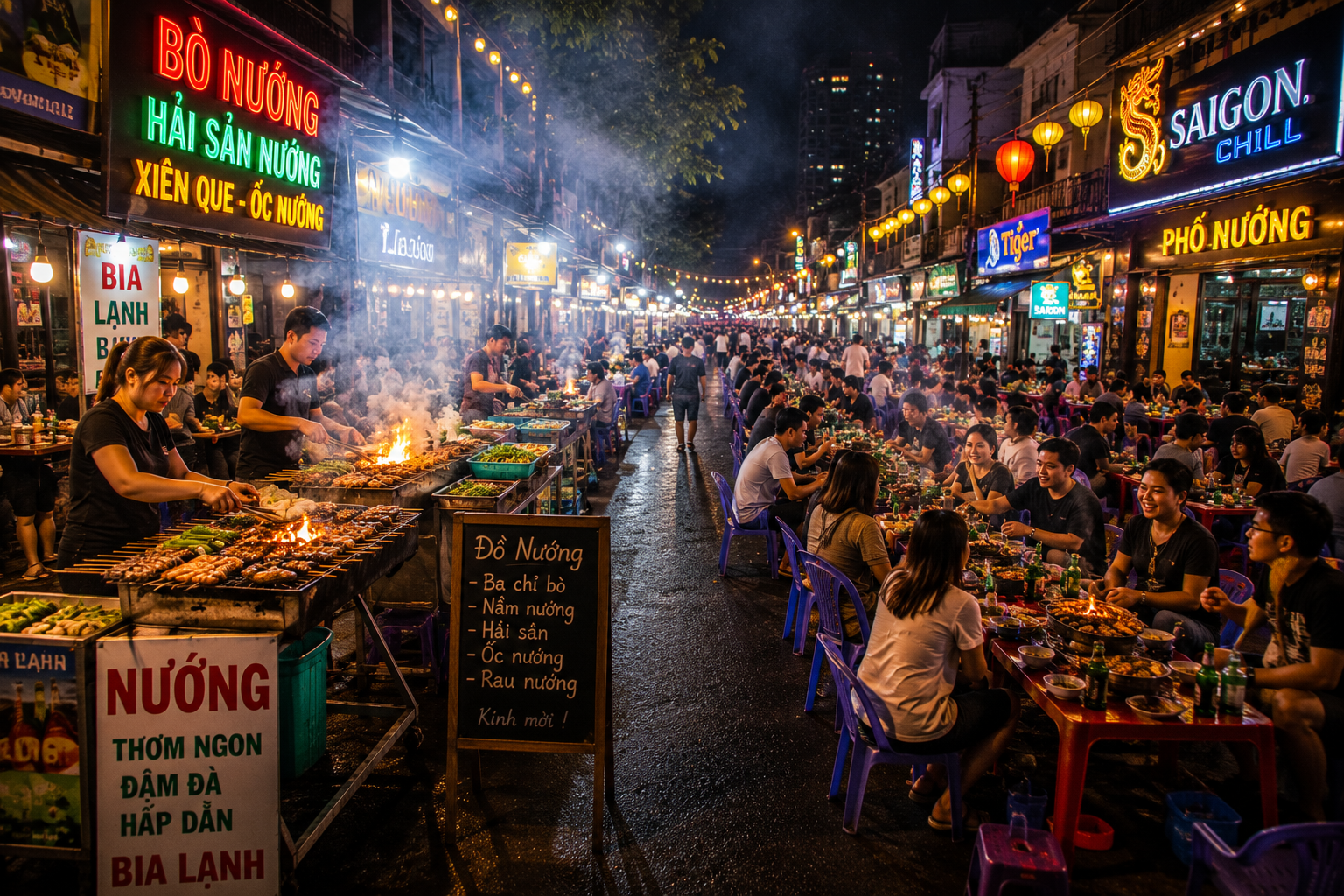 Vietnam street barbecue night market