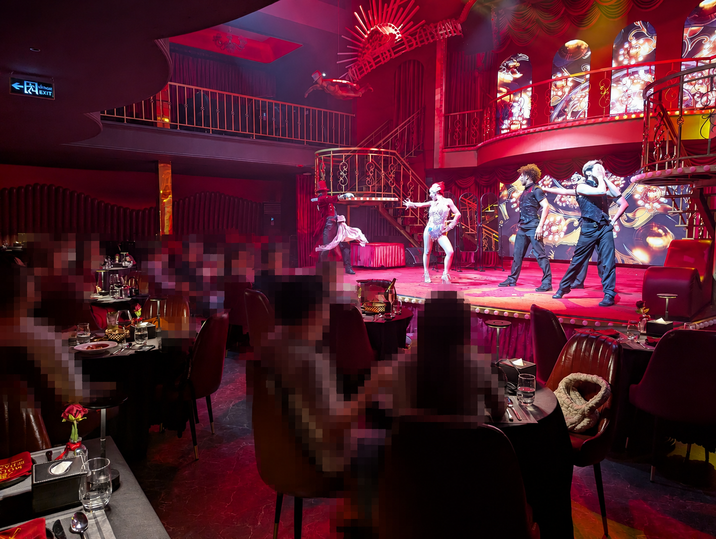 Live cabaret show during dinner at Moulin de Danang in Da Nang