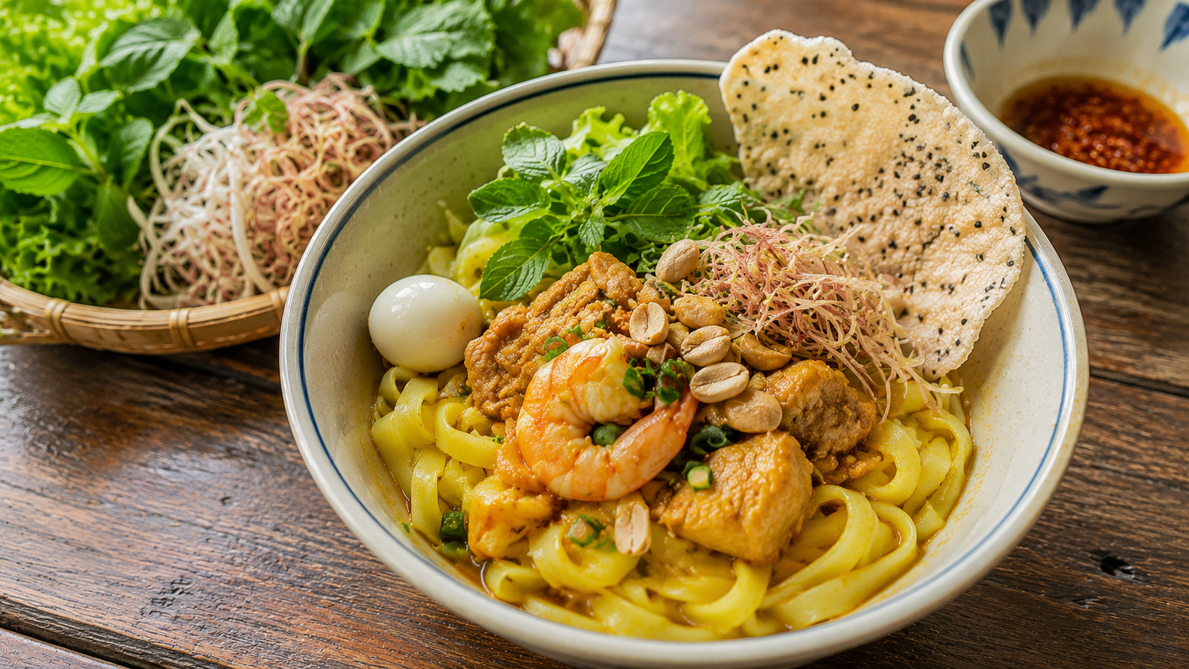 Traditional Mi Quang noodles in Da Nang Vietnam