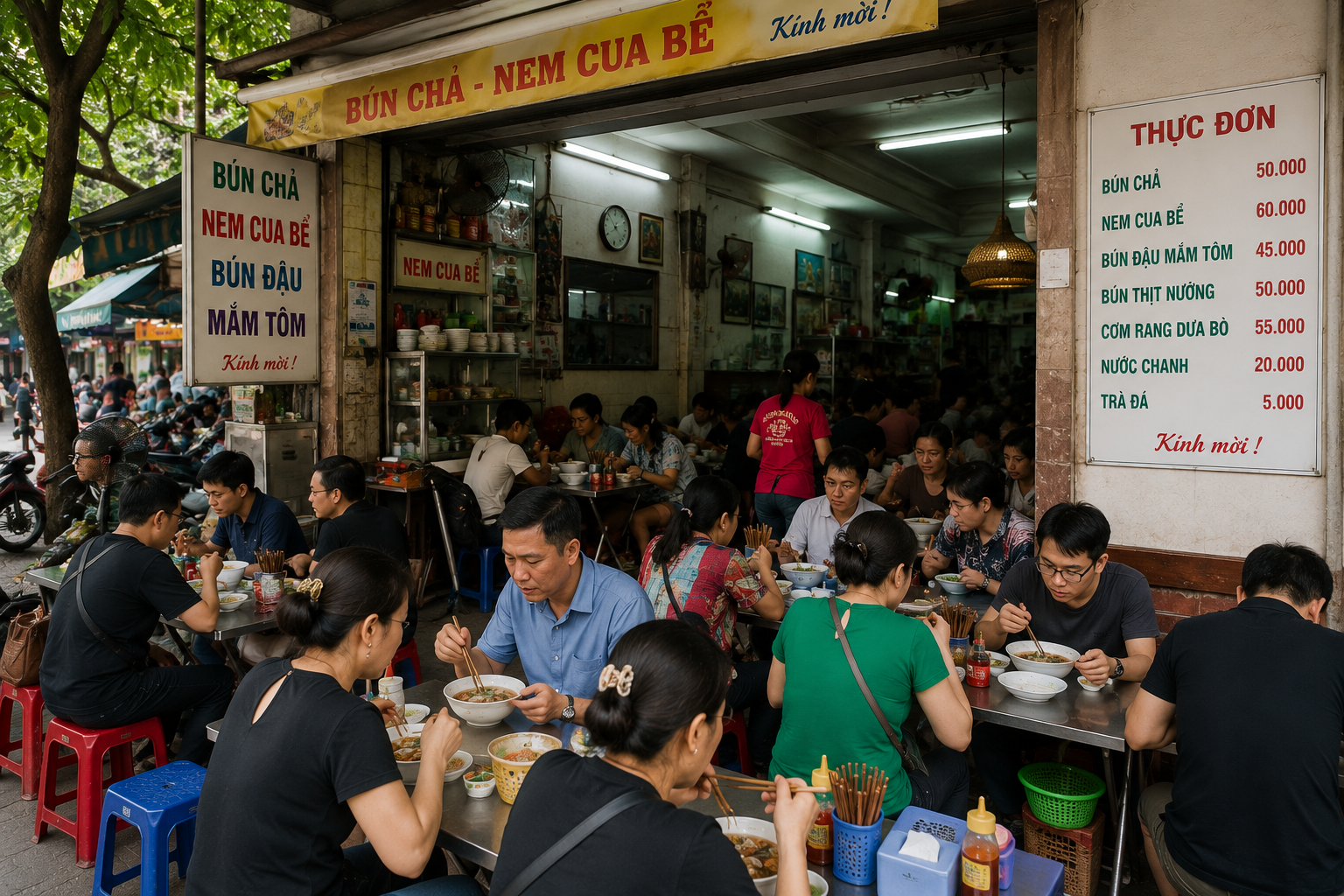 Busy Vietnamese restaurant filled with local customers