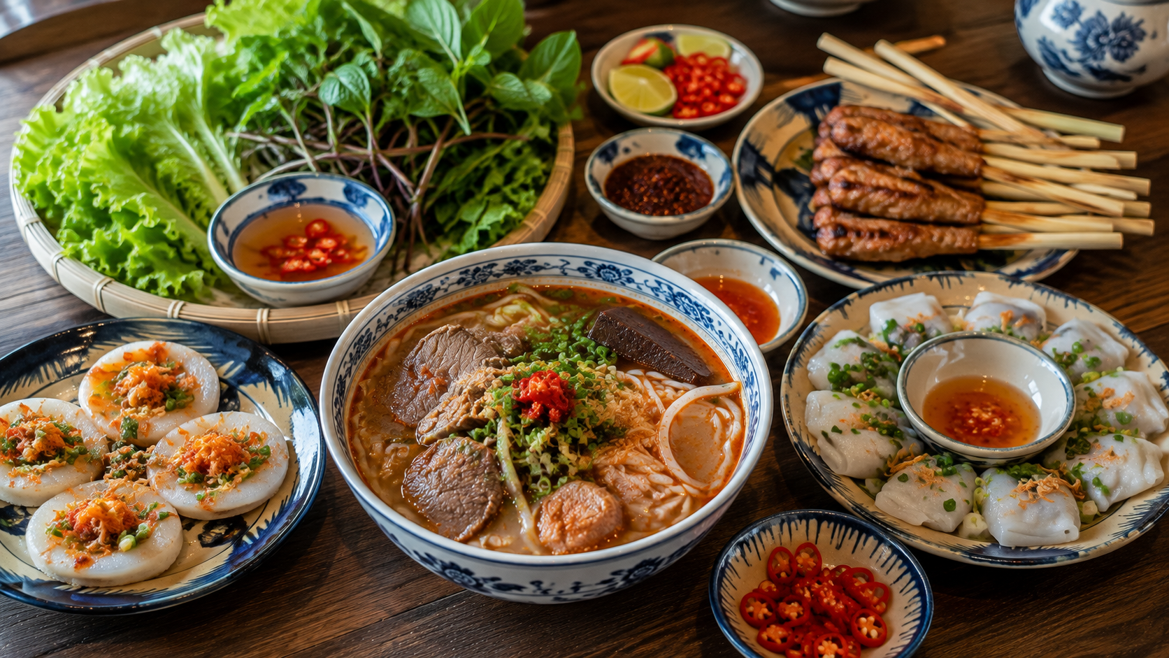 Central Vietnamese dishes served with fresh chili