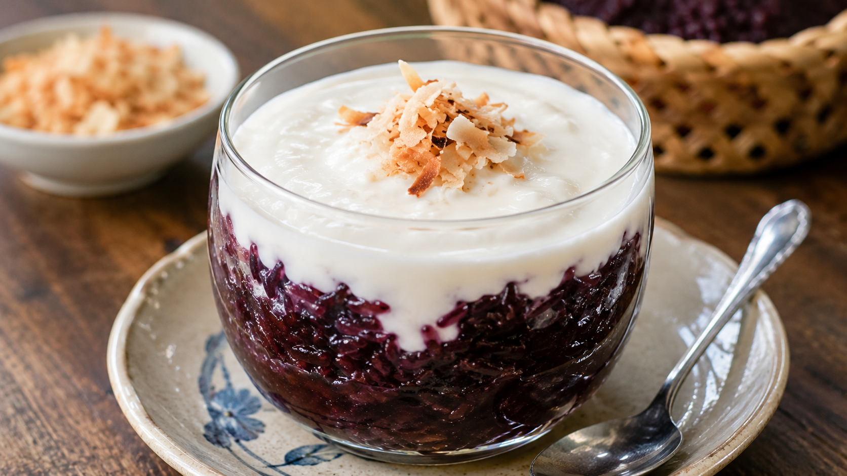 Vietnamese yogurt with black sticky rice