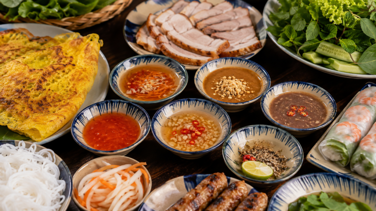 Traditional Vietnamese dipping sauces served with local food
