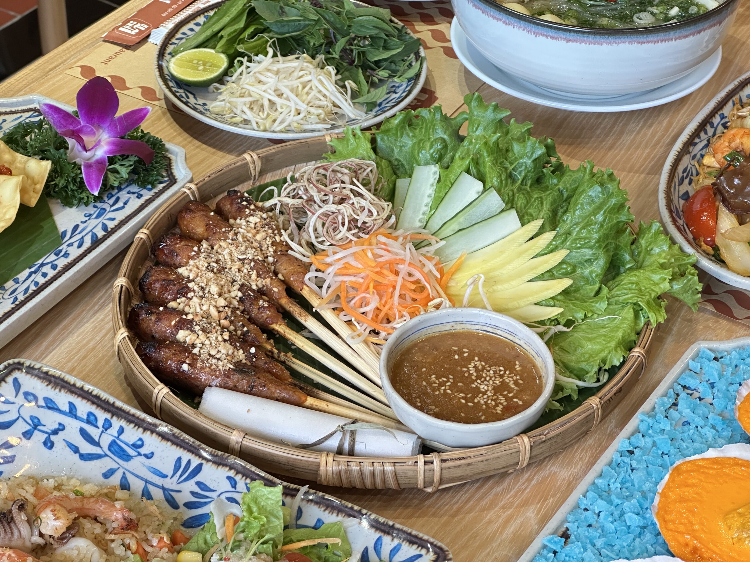 Traditional Vietnamese food sets at Làng Ta, one of the best places to visit in Da Nang for authentic local cuisine