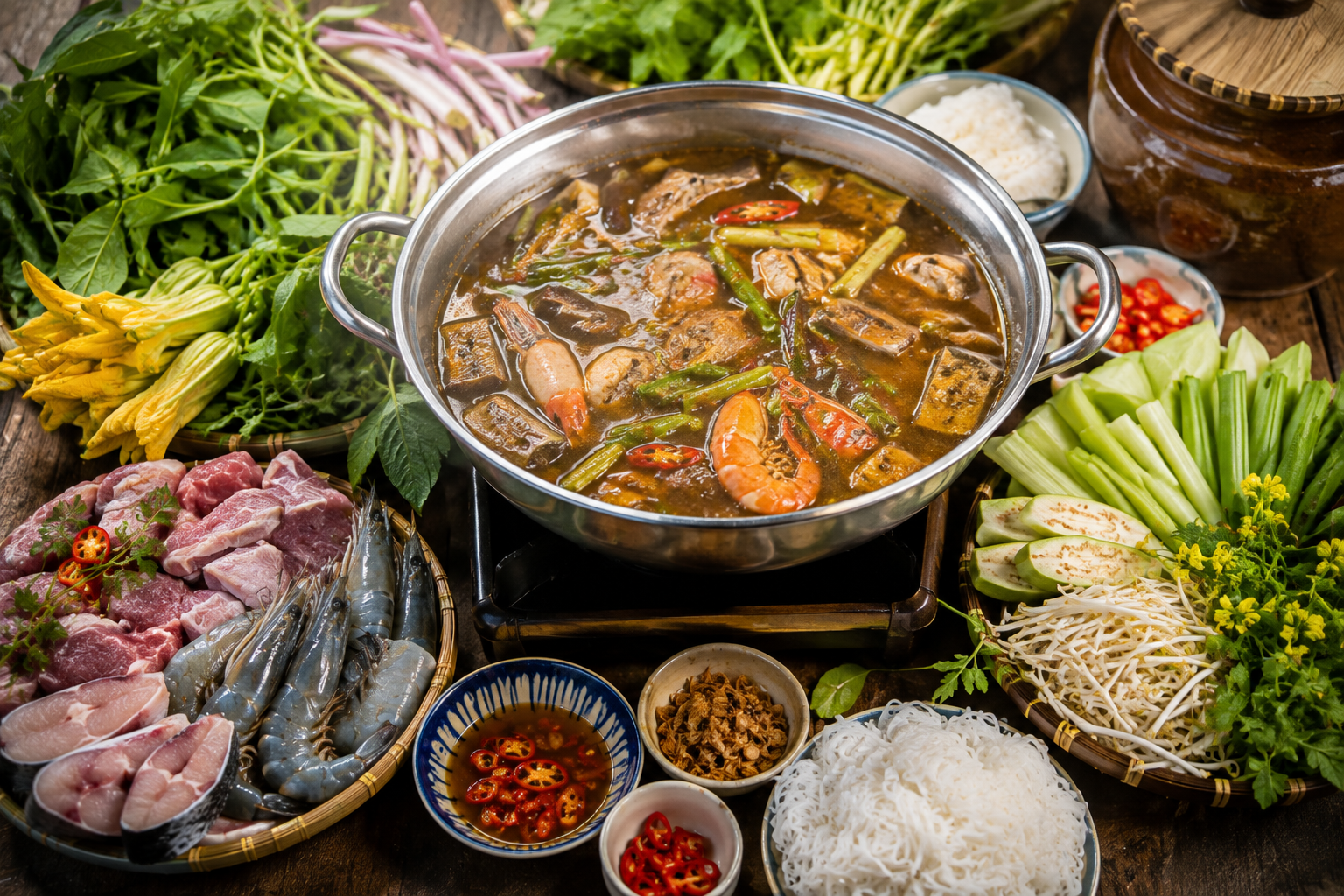 Lau mam traditional Vietnamese fermented fish hot pot