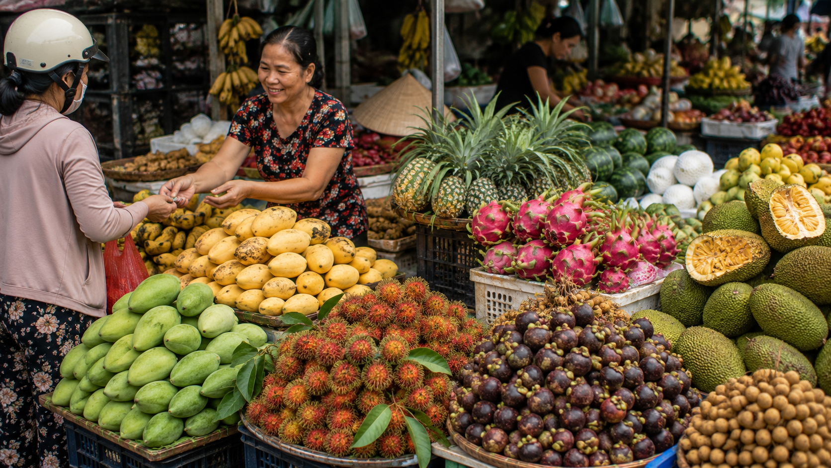 Tropical fruits at a Vietnamese local market