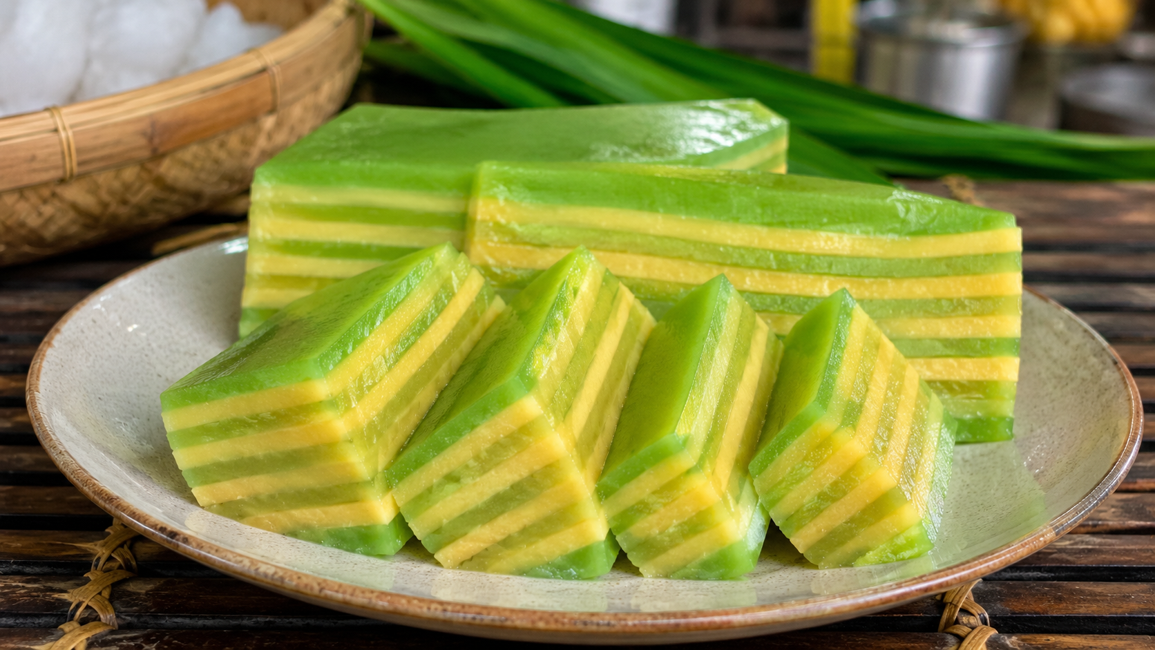Vietnamese bánh da lợn steamed layer cake