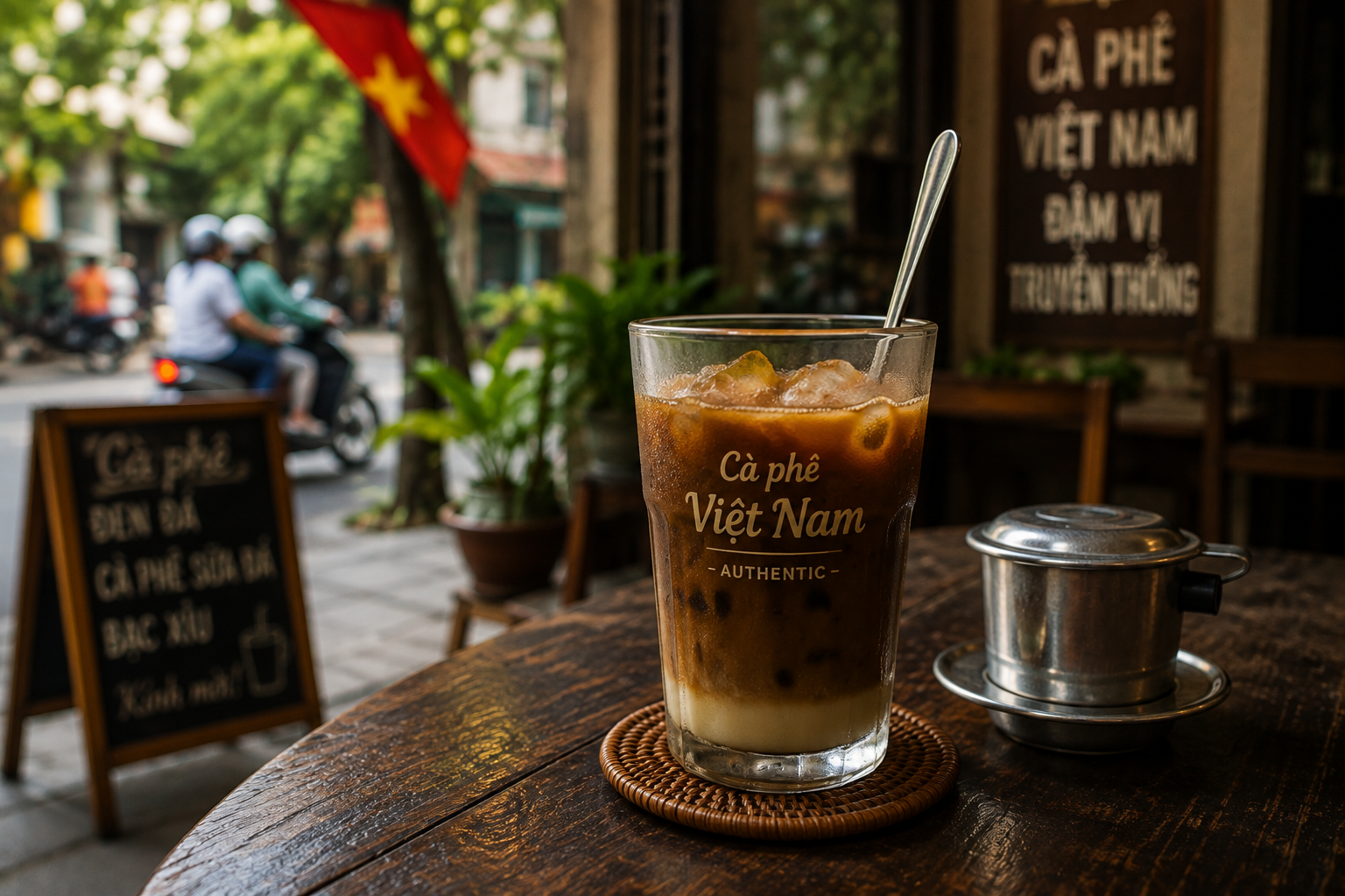 Vietnamese iced coffee at a neighborhood café