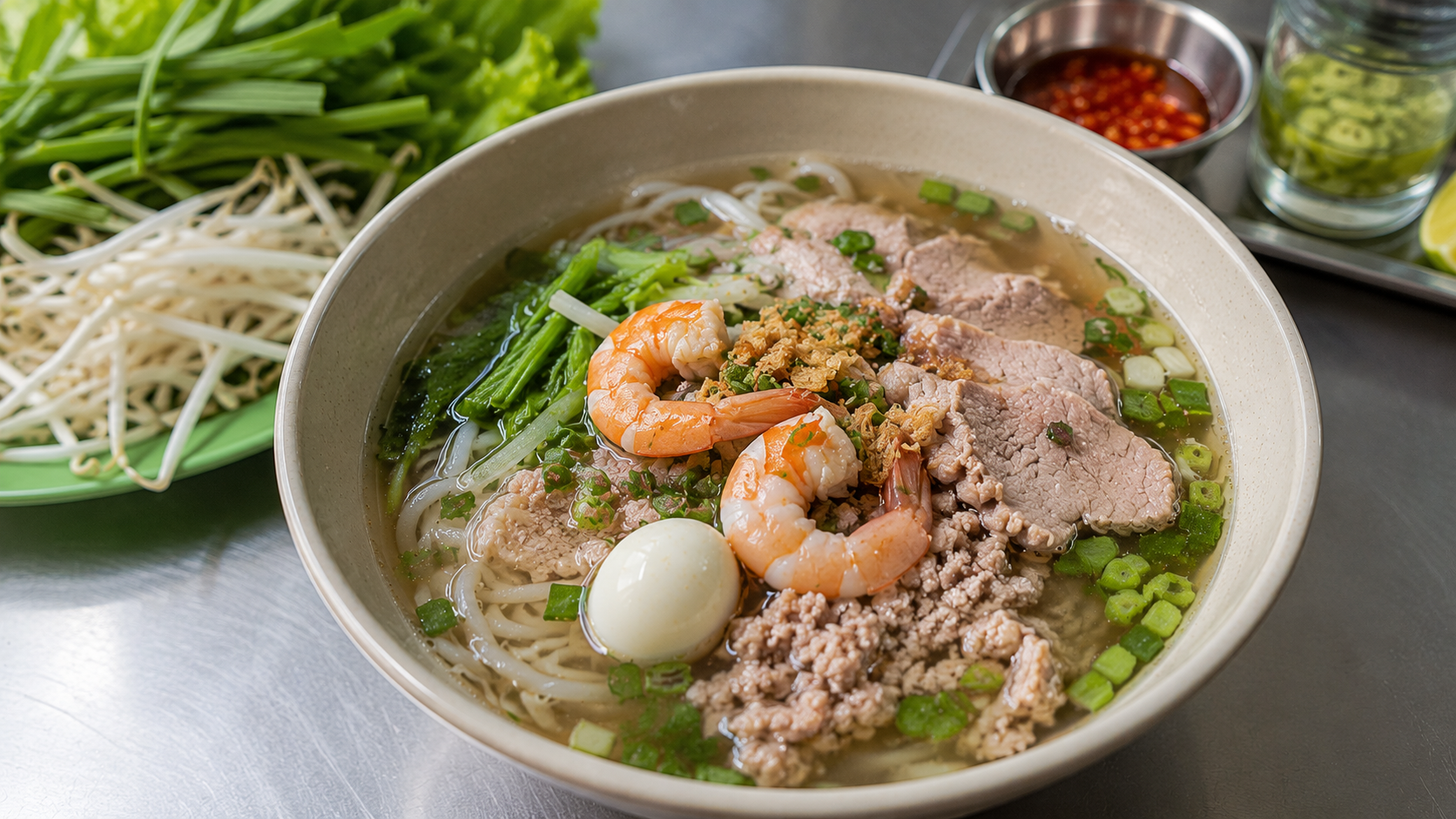 Southern Vietnamese Hu Tieu noodle soup