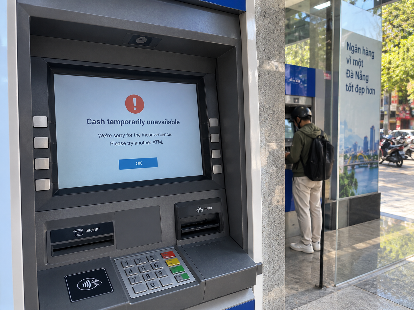 ATM temporarily out of cash in Da Nang Vietnam