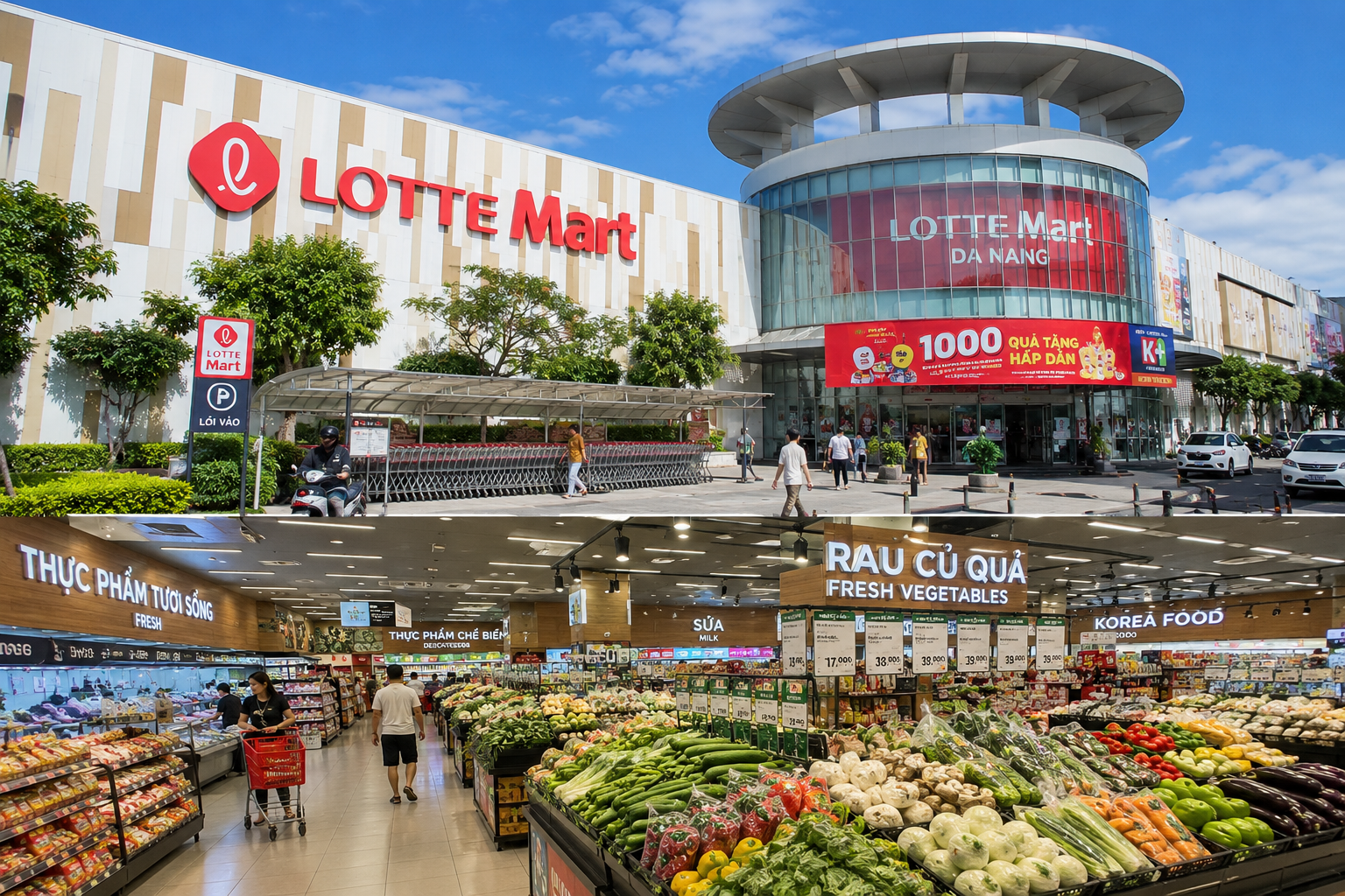Lotte Mart Da Nang and its fresh grocery section in Vietnam