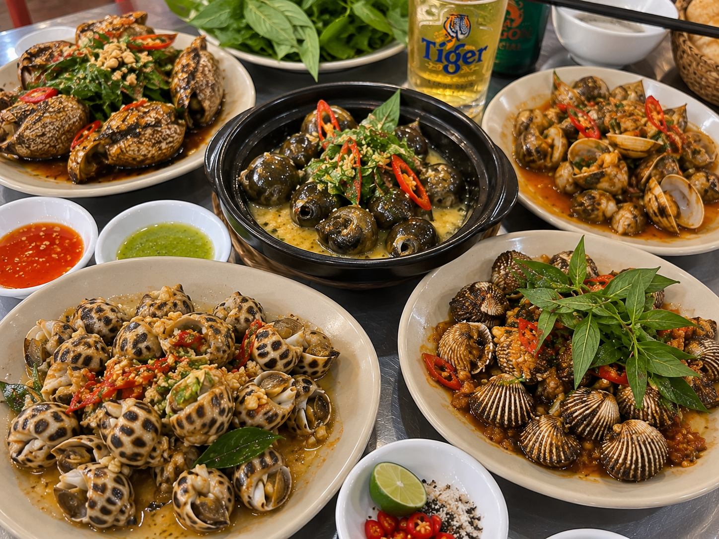 Vietnamese sea snails and shellfish dishes