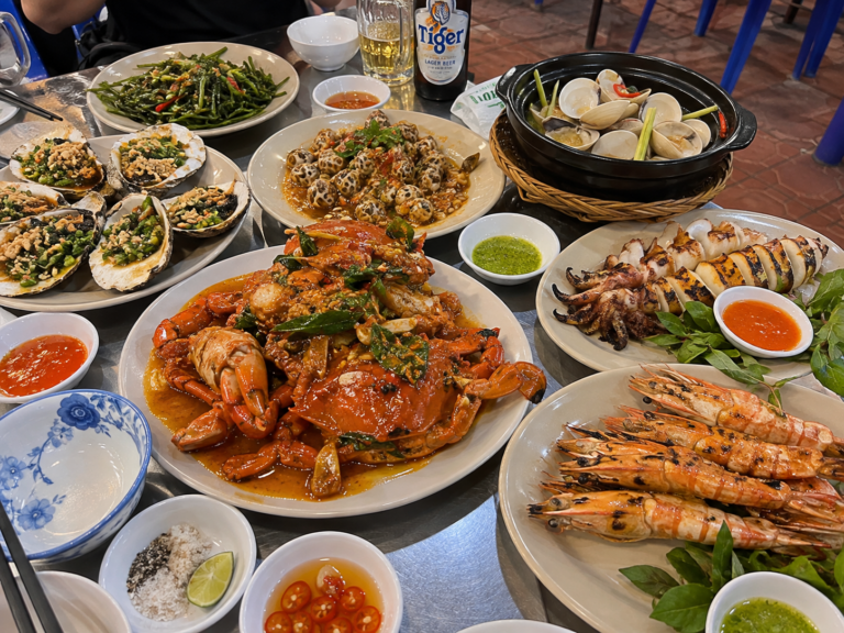 Vietnamese seafood dishes served at a restaurant in Da Nang