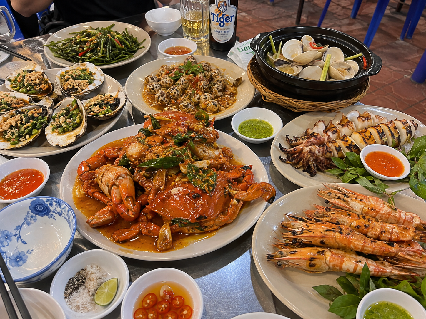 Vietnamese seafood dishes served at a restaurant in Da Nang